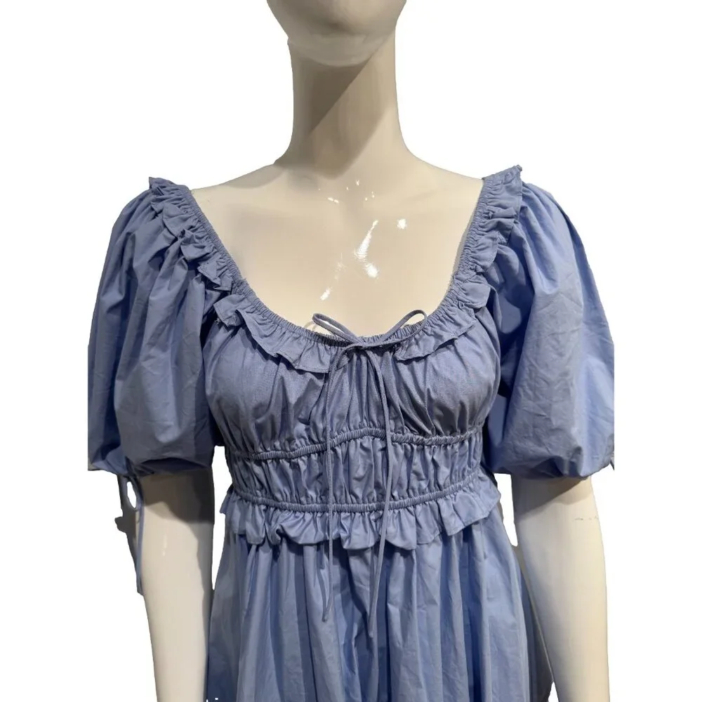 NWT En Saison Danielle Puff Sleeve Mini Dress White Smocked Cotton Size Small - Picture 7 of 9